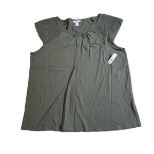 Joe Fresh Army Green Cap Sleeve Basic Shirt Size Large NWT